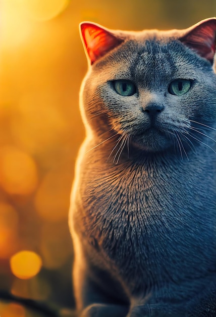 Gato héroe con luz de estudio 3d ilustrado