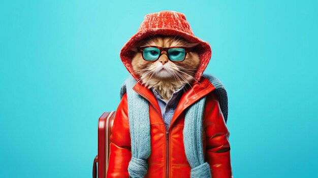 Un gato hipster con una chaqueta