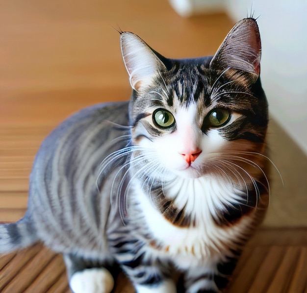 Gato en el hogar fotografía en el retrato de la casa