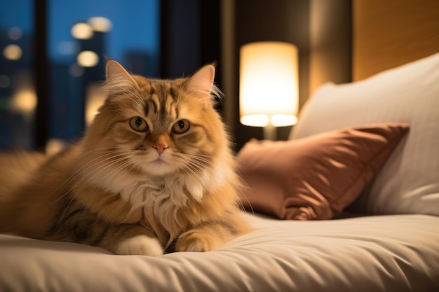 Gato en un hotel Condominio o apartamento mascota puede vivir concepto IA generativa