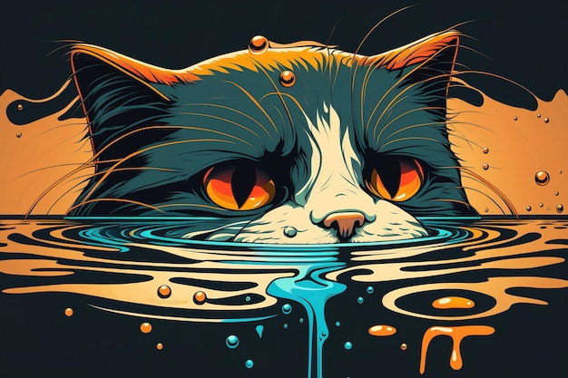 Un gato ingiere agua.