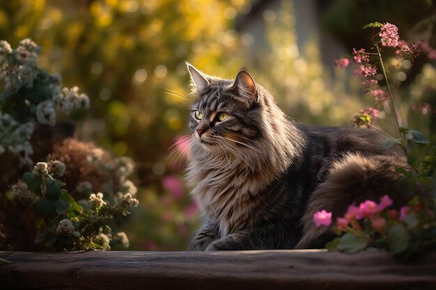 Gato de jardín soleado