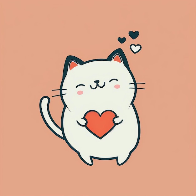 kawai #miau #gato #kawaii #meow #cat #heart #corazon - Gato Kawaii