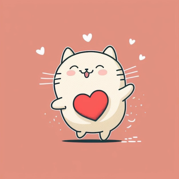 kawai #miau #gato #kawaii #meow #cat #heart #corazon - Gato Kawaii