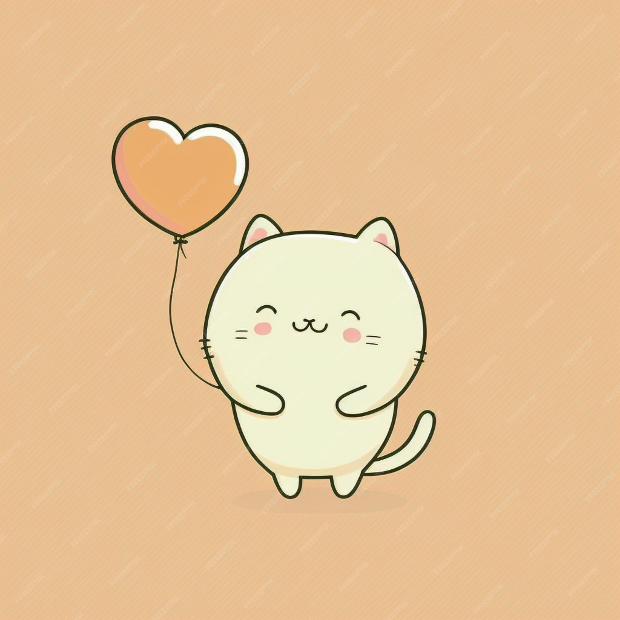 kawai #miau #gato #kawaii #meow #cat #heart #corazon - Gato Kawaii