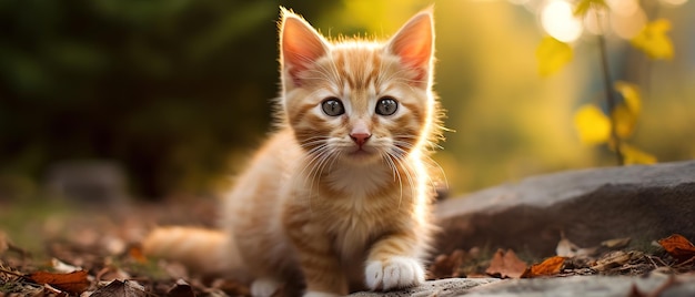 Gato laranja adorável a olhar para a câmara.