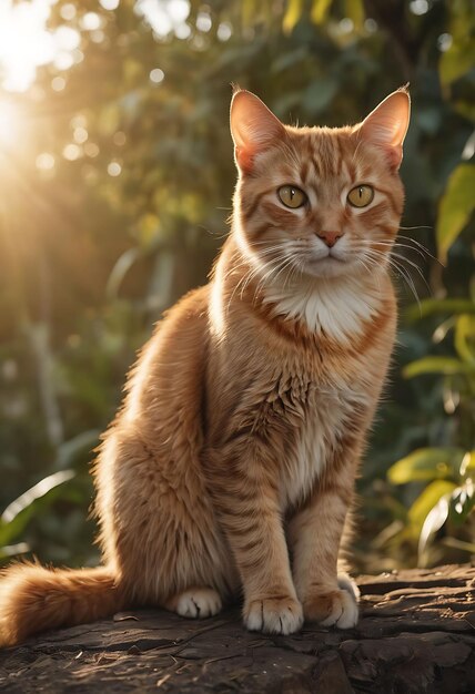 Gato laranja sob o sol