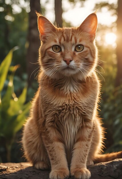 Gato laranja sob o sol