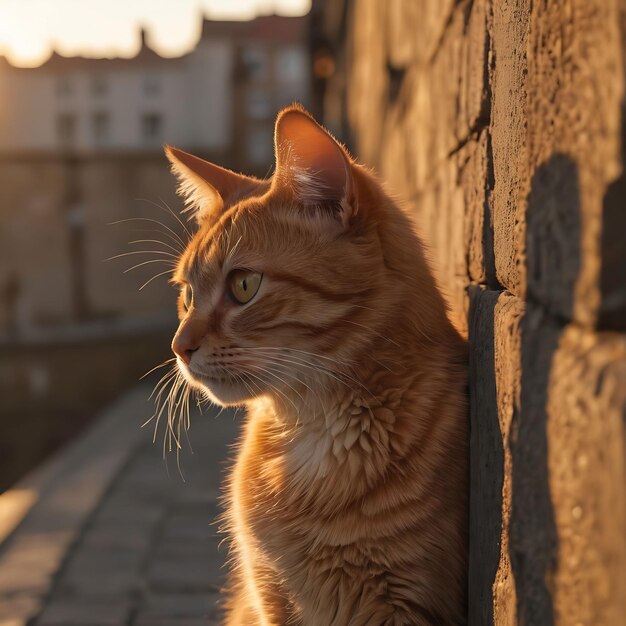 Gato laranja sob o sol