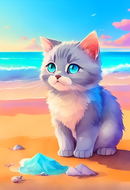 Gato lindo y adorable en colores de fondo