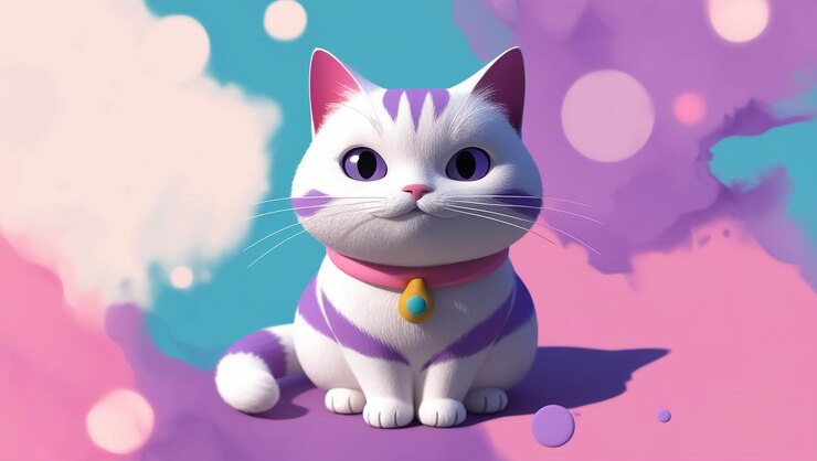 gato lindo y colorido animación 3D