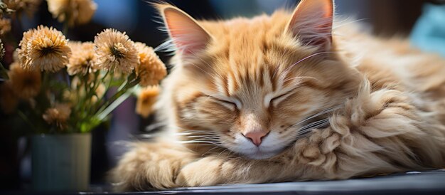 Foto un gato lindo duerme en una manta de pelaje gris en una cama de gato