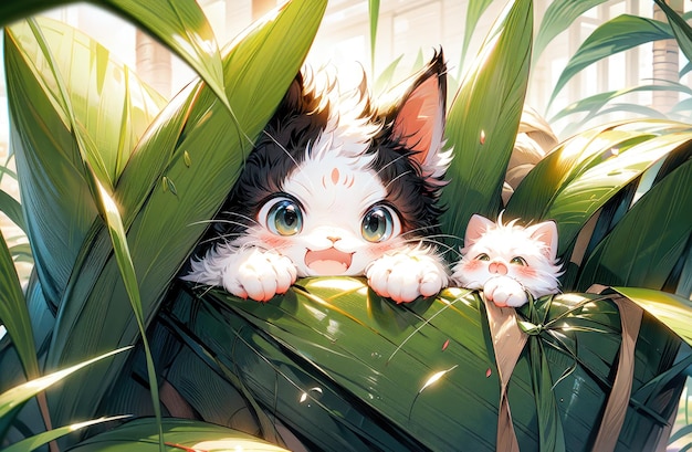 Gato lindo gatitos lindo gatito lindo sentado en el campo de flores gato anime lindo gato anime gatito c