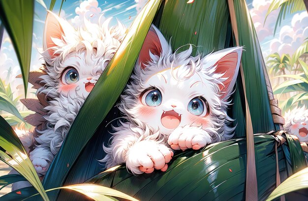 Gato lindo gatitos lindo gatito lindo sentado en el campo de flores gato anime lindo gato anime gatito c