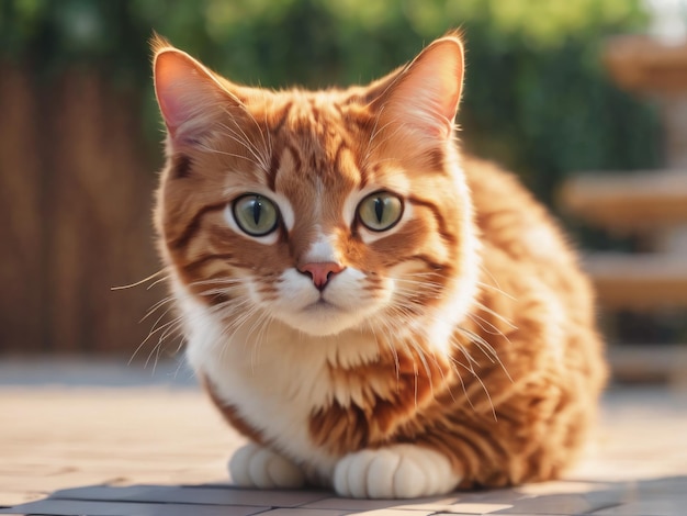 Foto gato lindo con un hermoso fondo de diseño creativo de ia