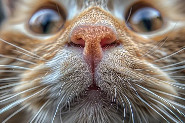 Gato lindo retrato de primer plano Animal divertido mirando a la cámara Gato bebé nariz lente de gran ángulo