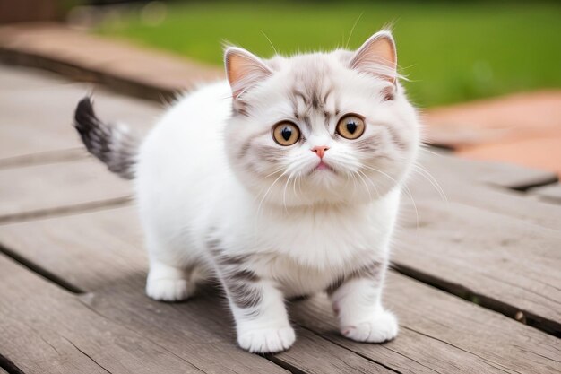 Gato lindo sentado en el suelo