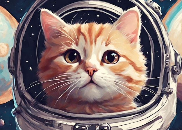 Foto gato lindo con traje de astronauta