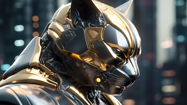 Un gato llamado Iron Man con casco.