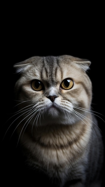 Un gato con una mirada triste en su rostro.