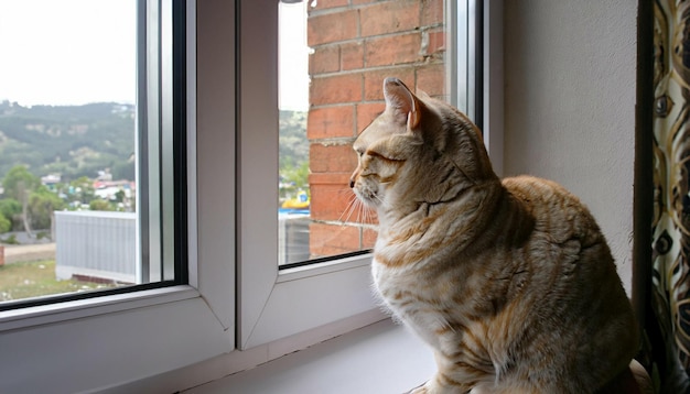 Un gato mirando por la ventana