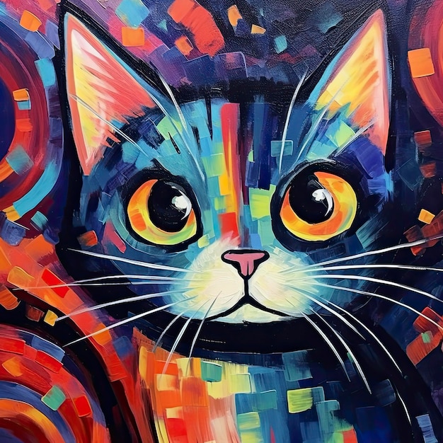 gato na arte abstrata