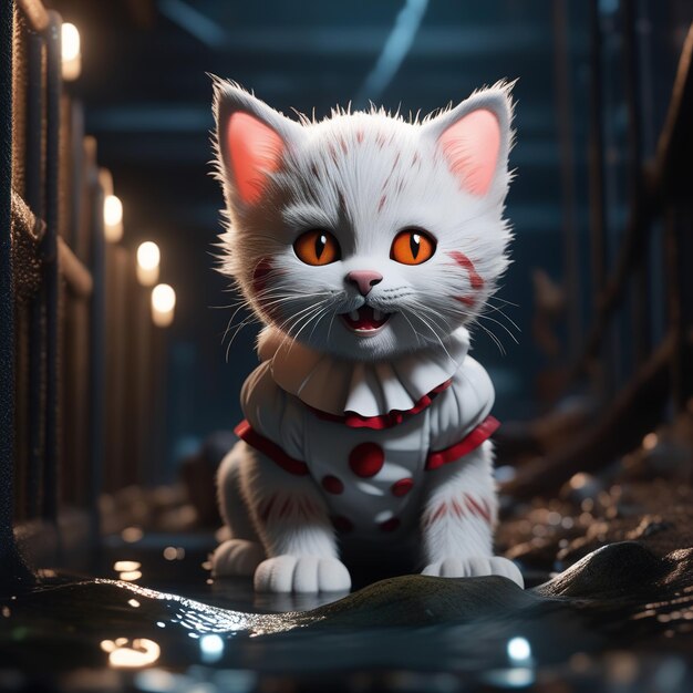 gato na neve gato de Halloween com um fundo branco