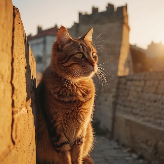 Gato naranja bajo el sol