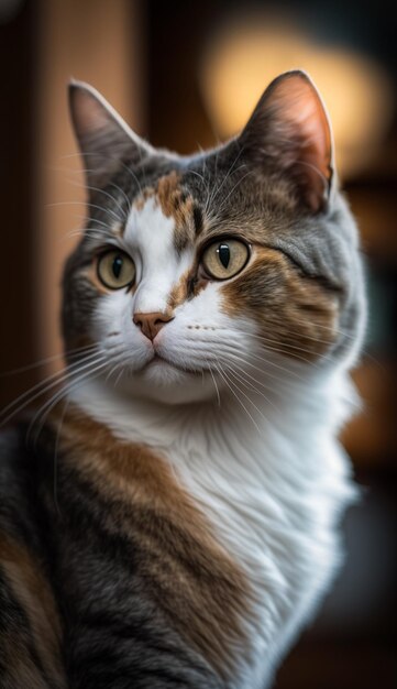 Un gato con nariz blanca y nariz marrón.