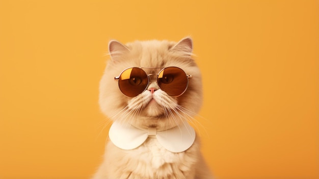 gato de nariz de pico persa loco con gafas de sol gatito doméstico de lujo con gafas