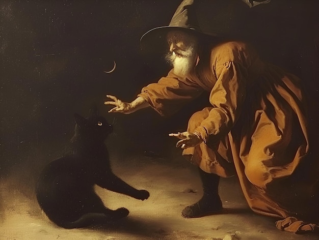 Foto el gato negro y la bruja pintura renacentista