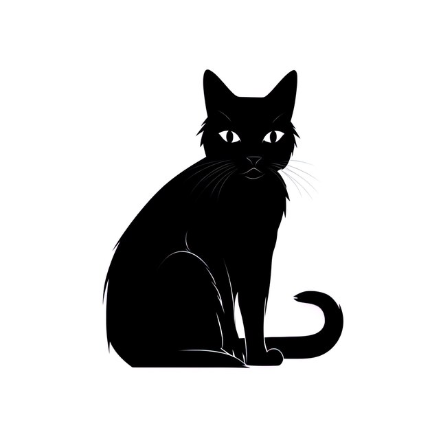 gato negro en un fondo blanco aislado