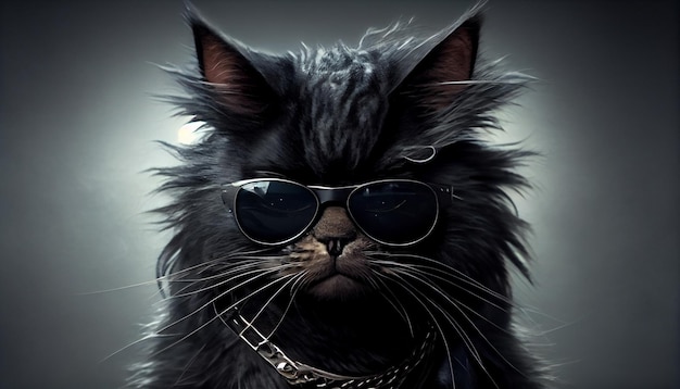 Gato negro con gafas oscuras IA generativa