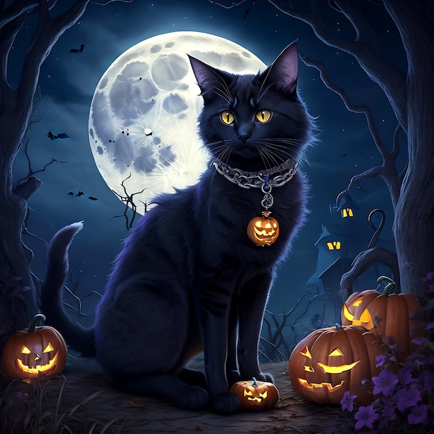 El gato negro Halloween Ai Generativo