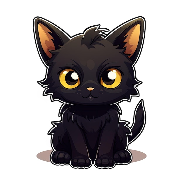 un gato negro con ojos amarillos y nariz negra