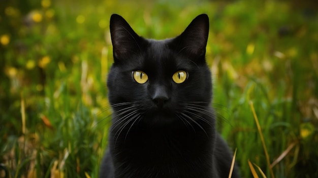 Gato negro con ojos amarillos