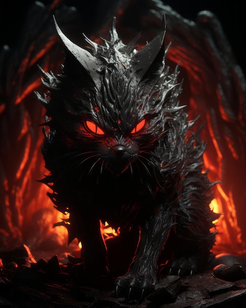 Colgante gato negro ojos rojos Swarovski Cat Sith Alchemy P816