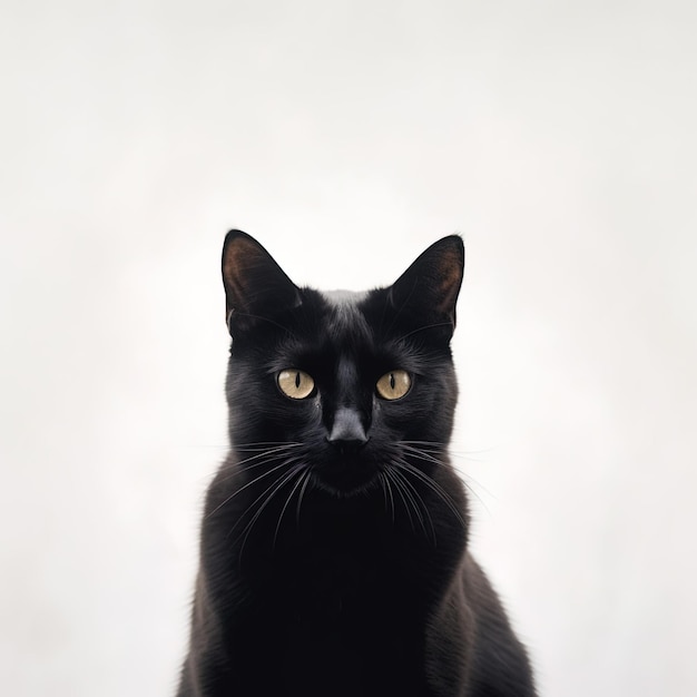 gato negro sobre fondo blanco aislado