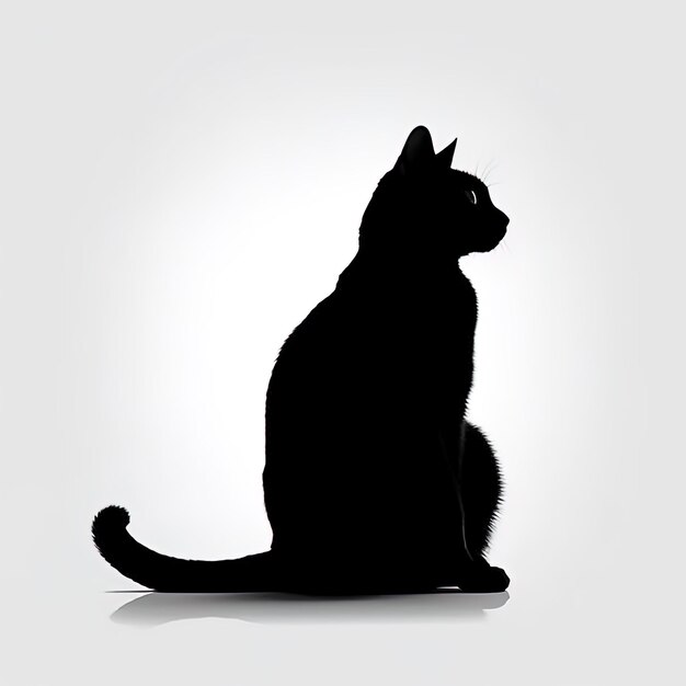 Un gato negro sobre un fondo blanco.