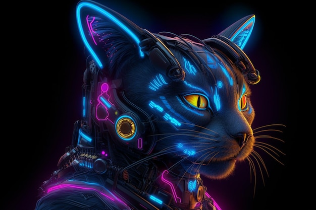 gato neon cyberpunk