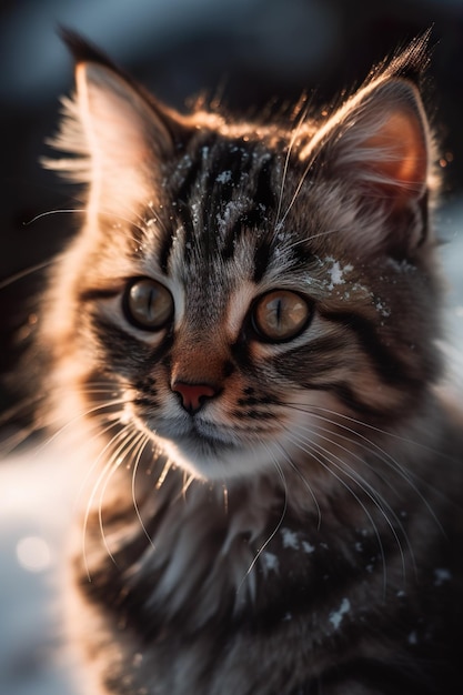 un gato en la nieve