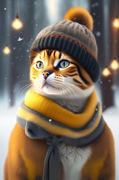 gato en la nieve