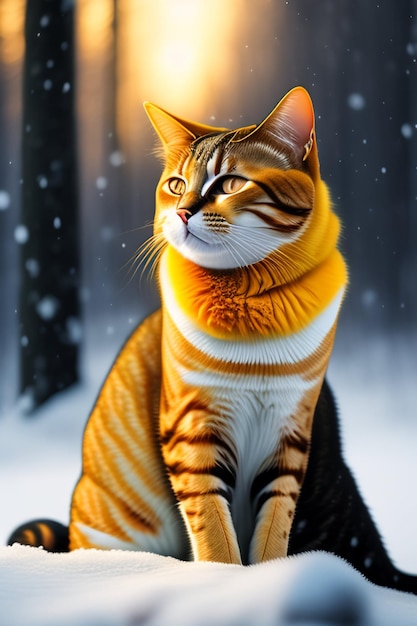 gato en la nieve