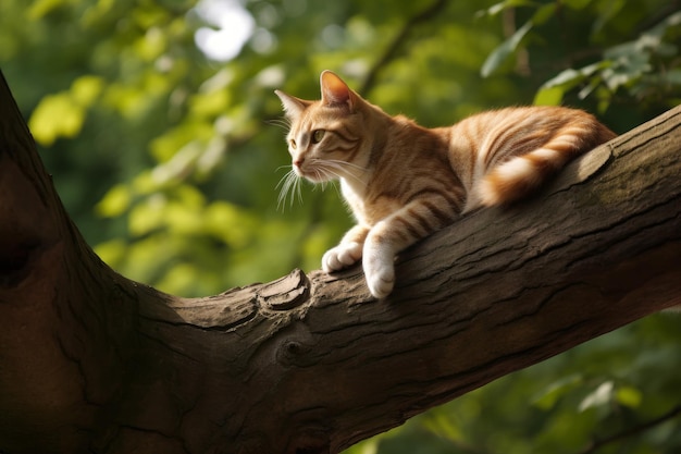 Gato no galho de árvore Gerar Ai