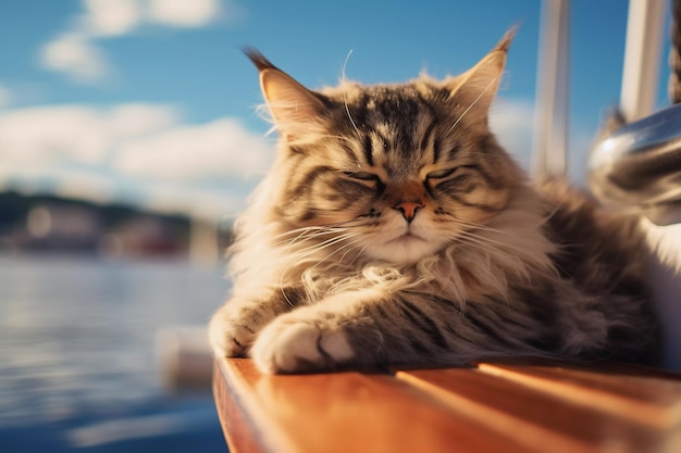 Gato num barco.