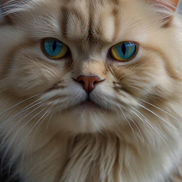 un gato con un ojo azul y un ojo verde