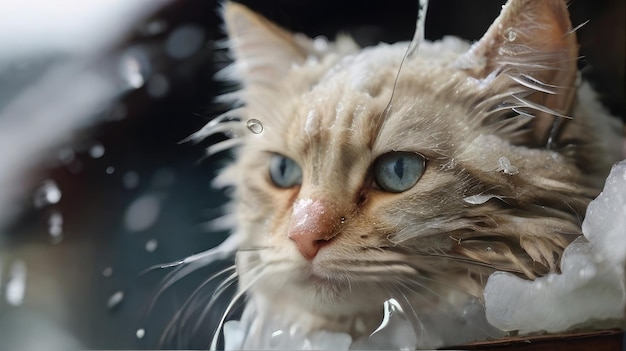 un gato con un ojo que dice que te quiero