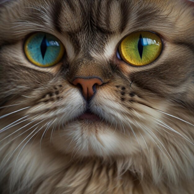 Foto un gato con ojos amarillos y un ojo verde