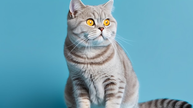 Un gato con ojos amarillos.