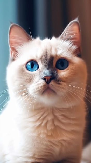 Un gato con ojos azules